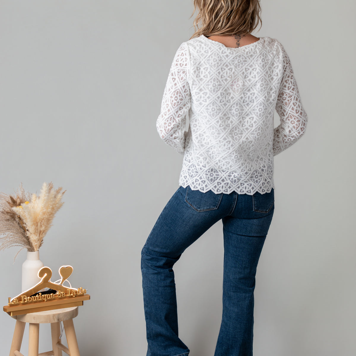 Top blanc dentelle doublé