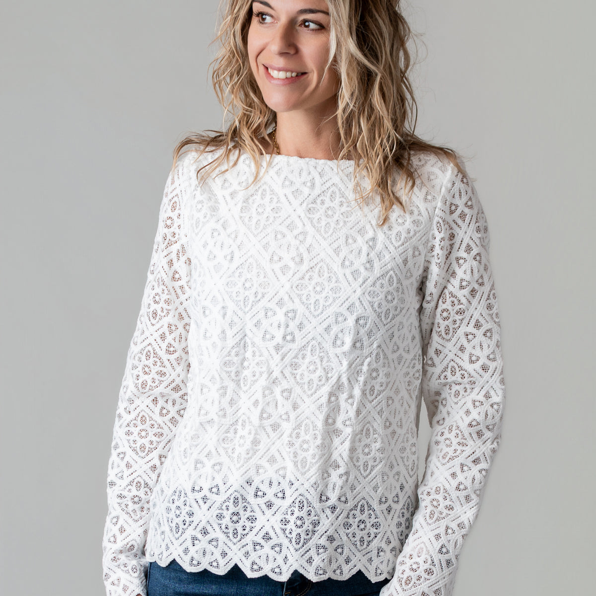 Top blanc dentelle doublé la Boutique de Lydie