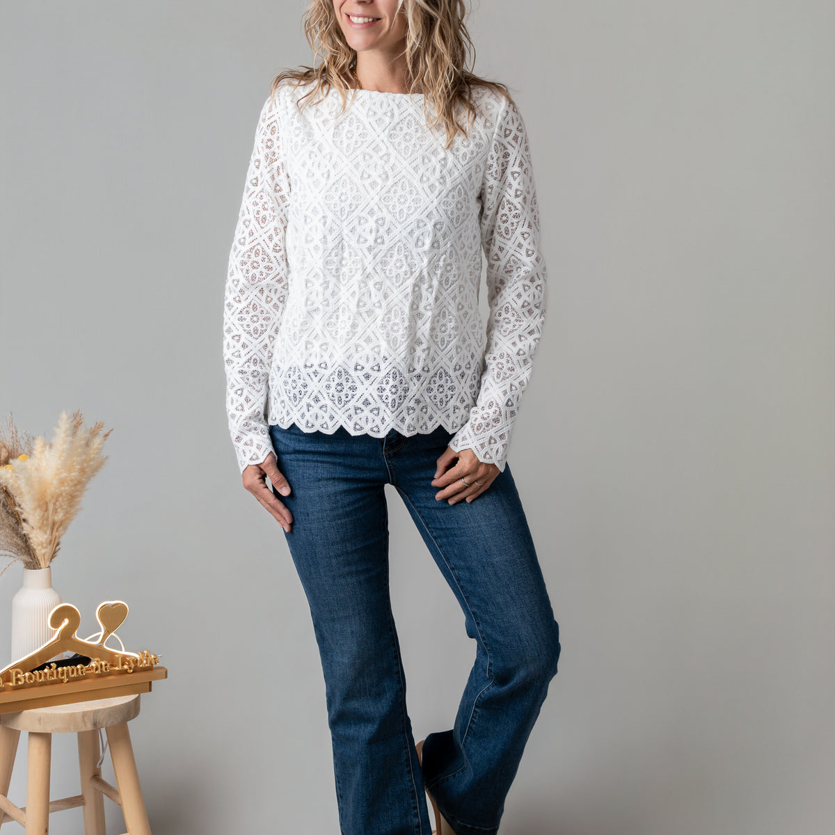 Top blanc dentelle doublé
