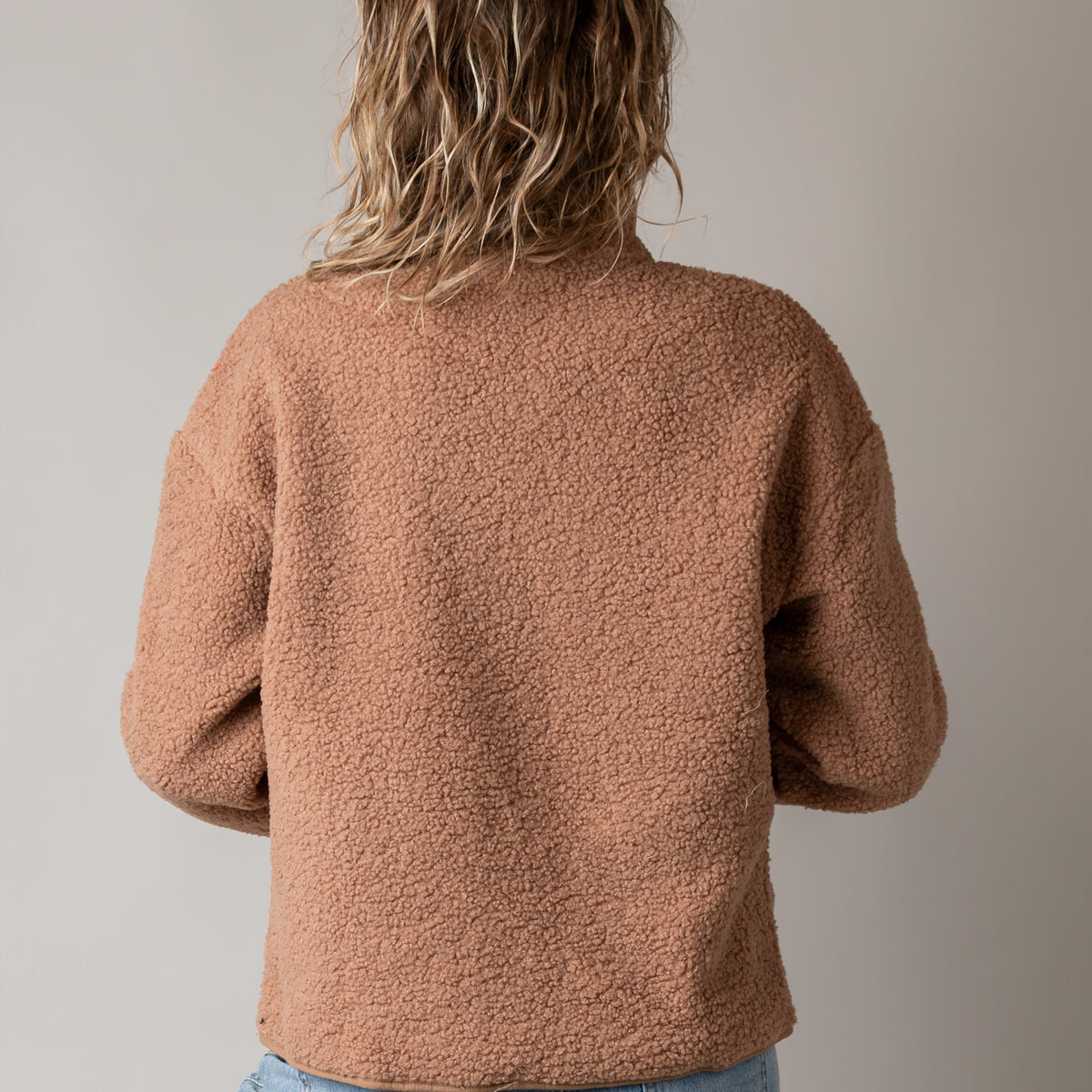 Veste bouclette camel rosé