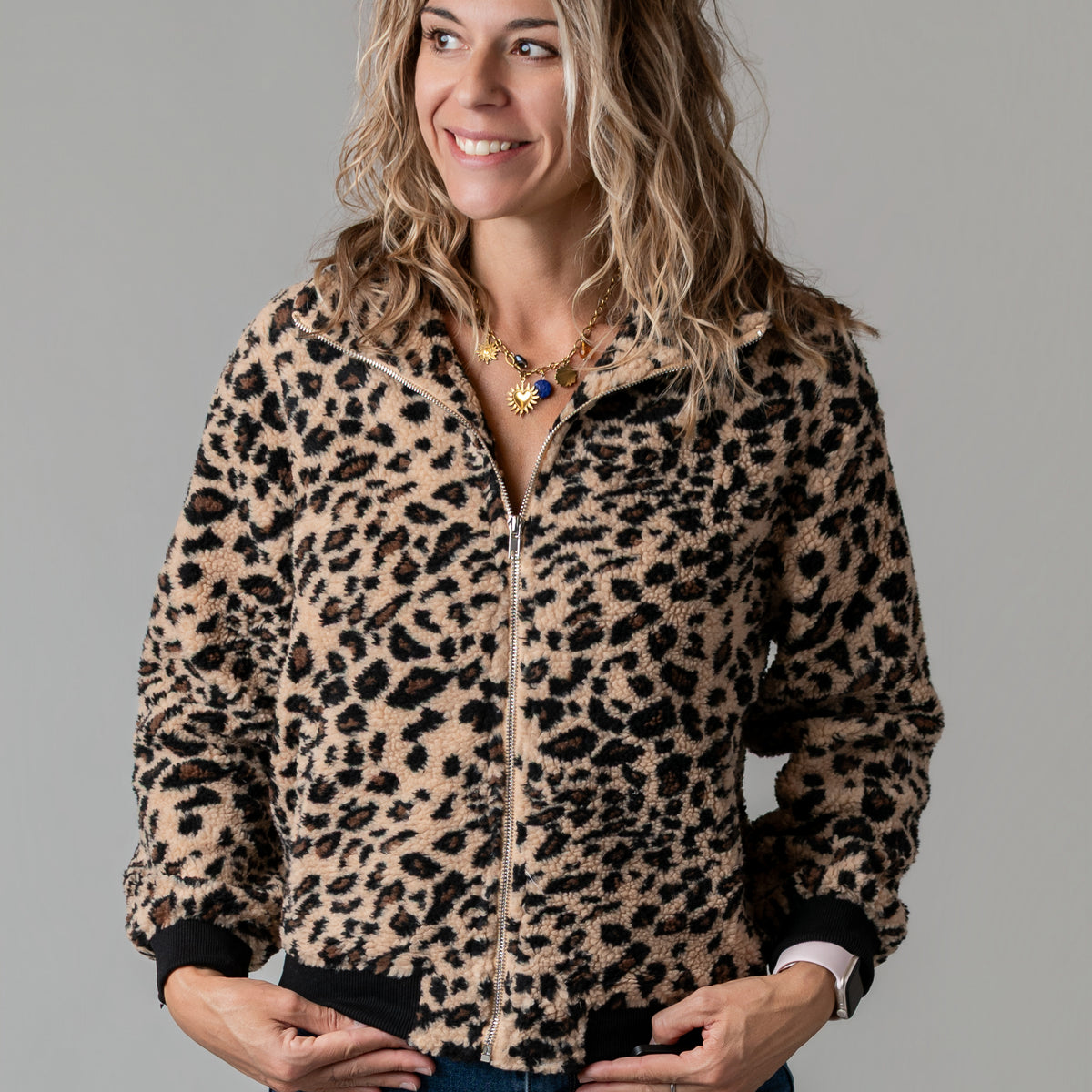 Veste zippée bouclée léopard boutique de Lydie