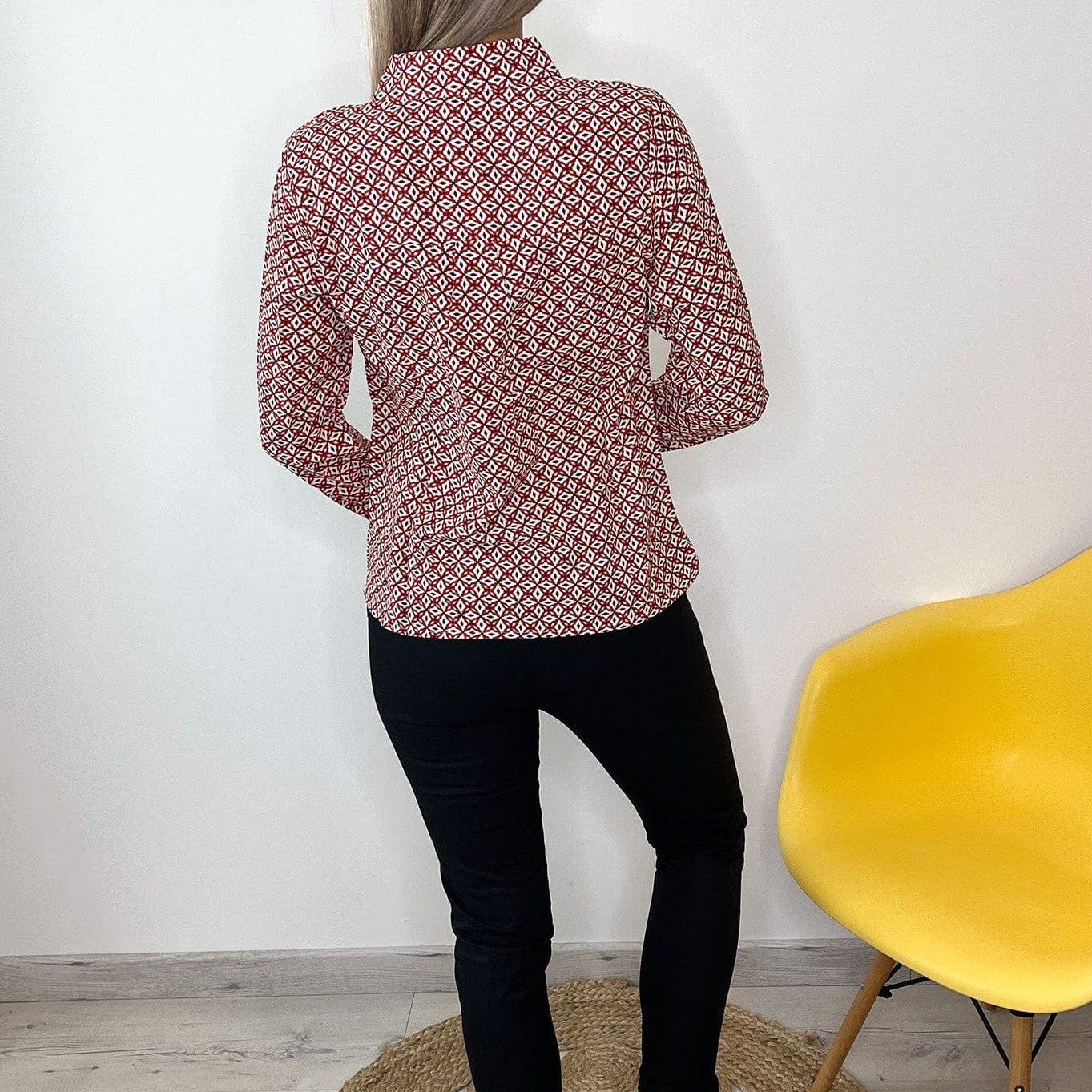 Chemise imprimé géométrique rouge