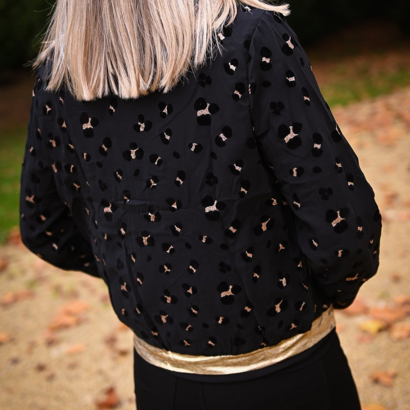 Bombers noir motifs léopard