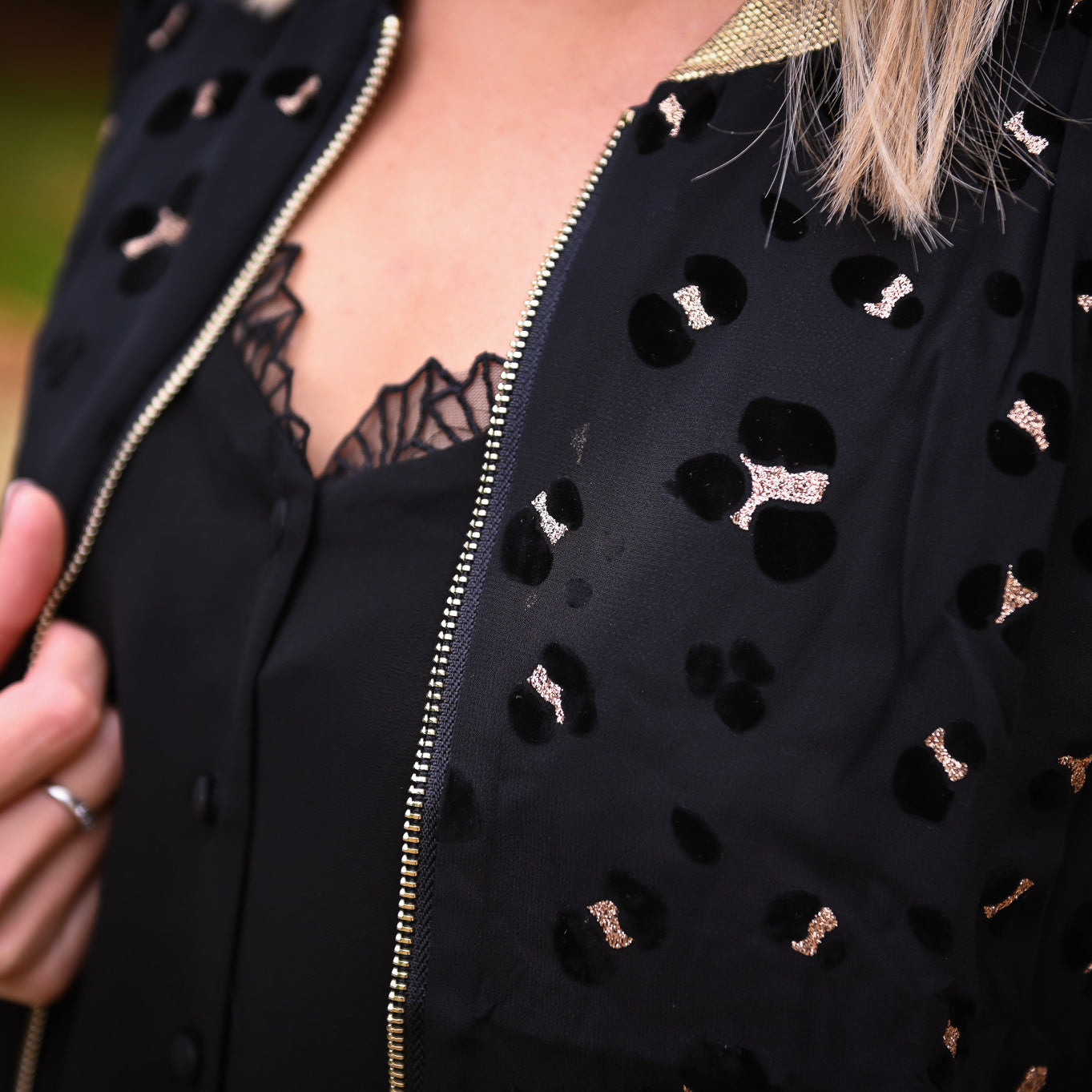 Bombers noir motifs léopard