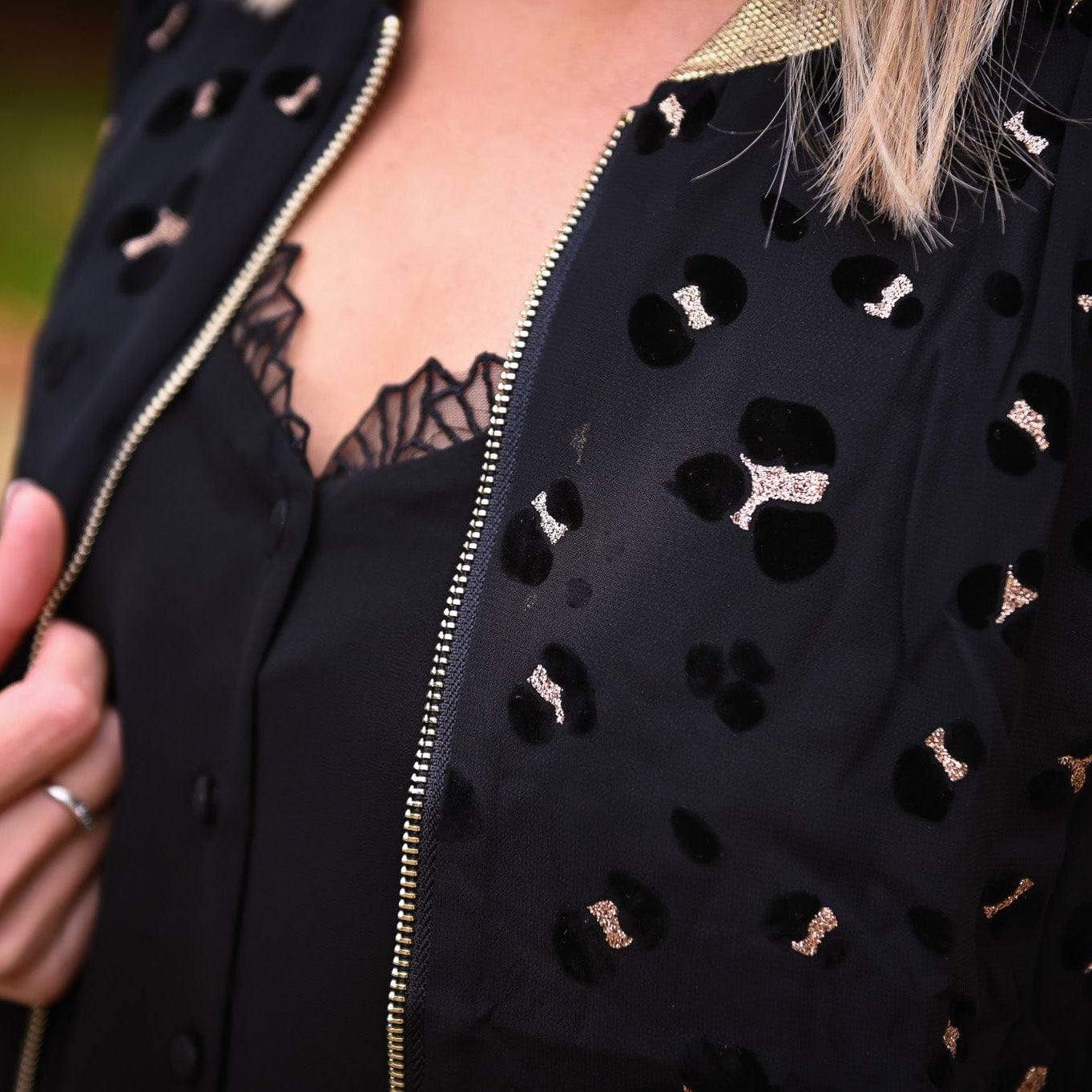 Bombers noir motifs léopard