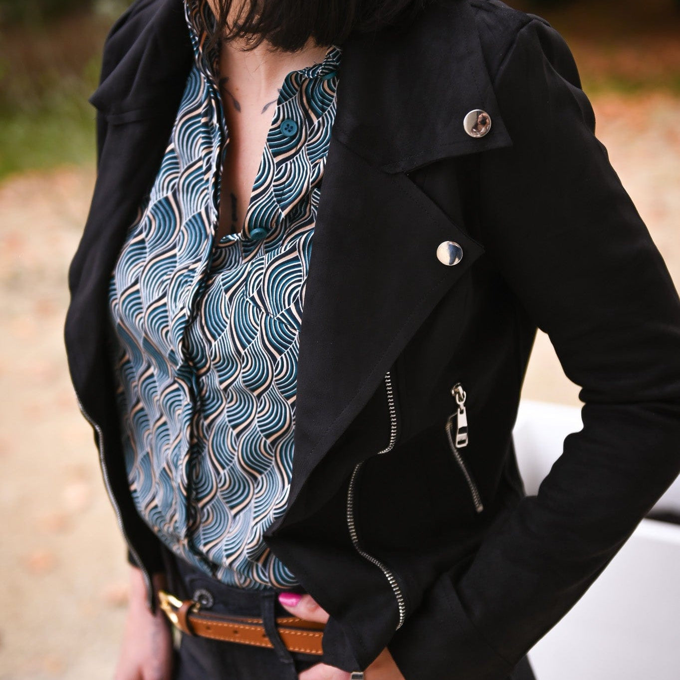 Perfecto en Suédine noir