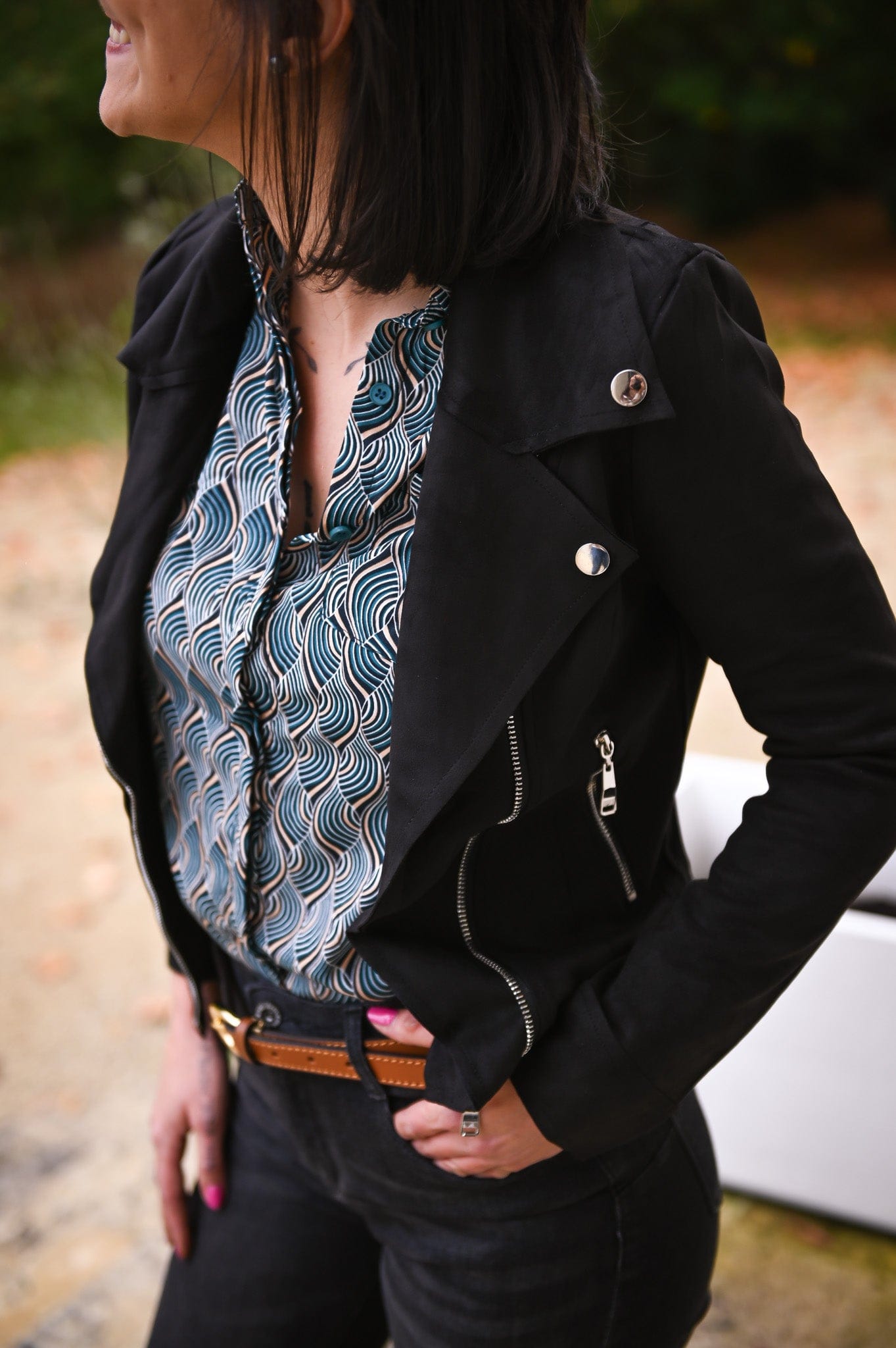 Perfecto en Suédine noir