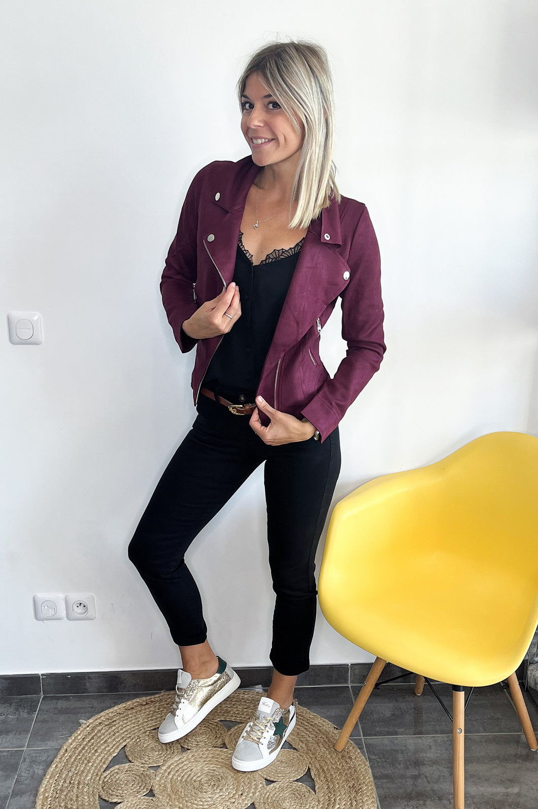 Perfecto en Suédine Prune la boutique de lydie
