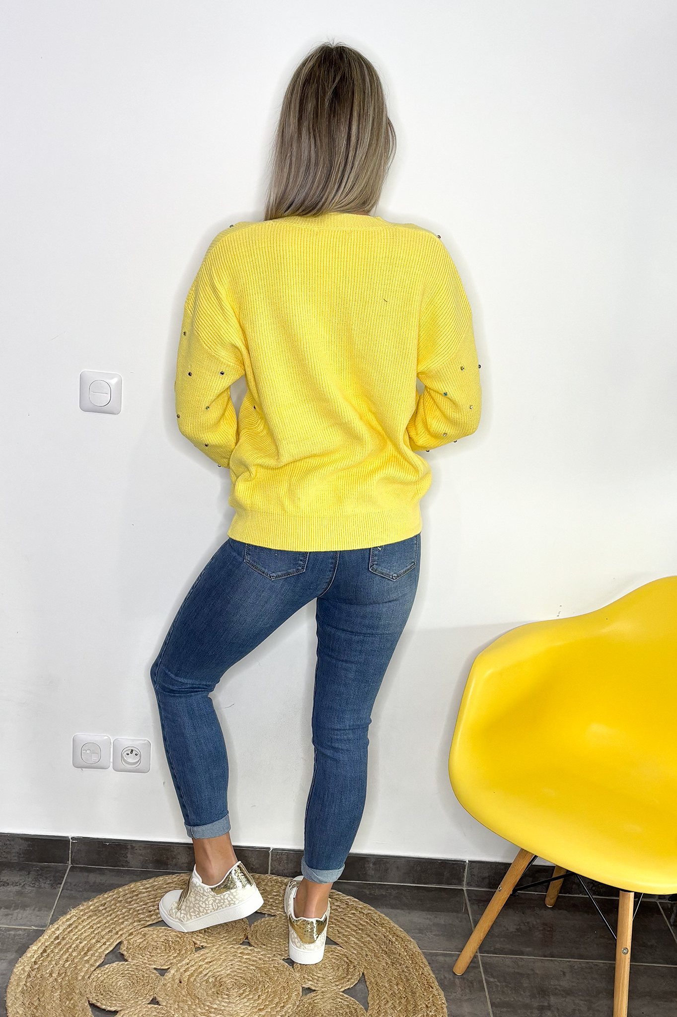 pull jaune pastel femme