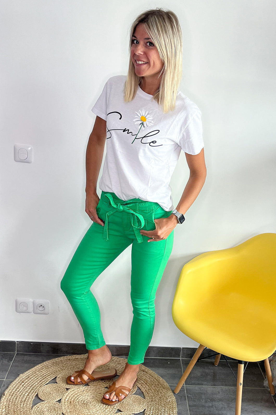 T-shirt smile blanc la boutique de lydie