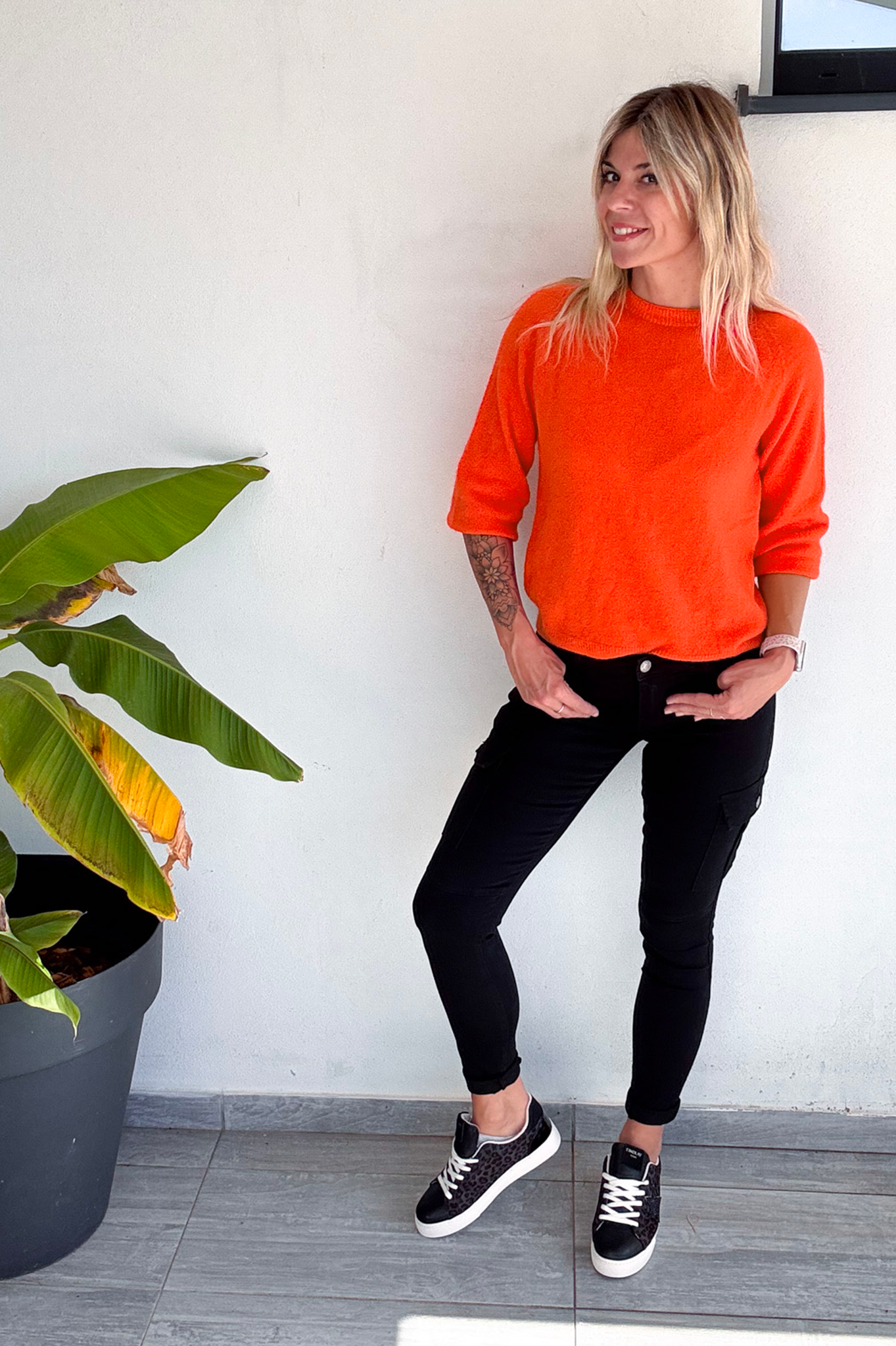 Skinny cargo noir femme 