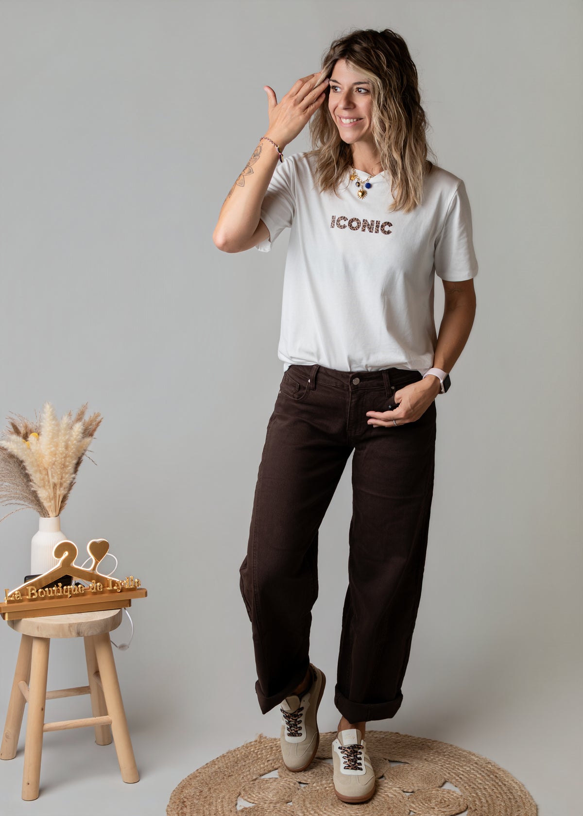 T-shirt blanc Iconic léopard 