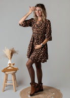 Robe courte fluide léopard cache-cœur  la Boutique de Lydie