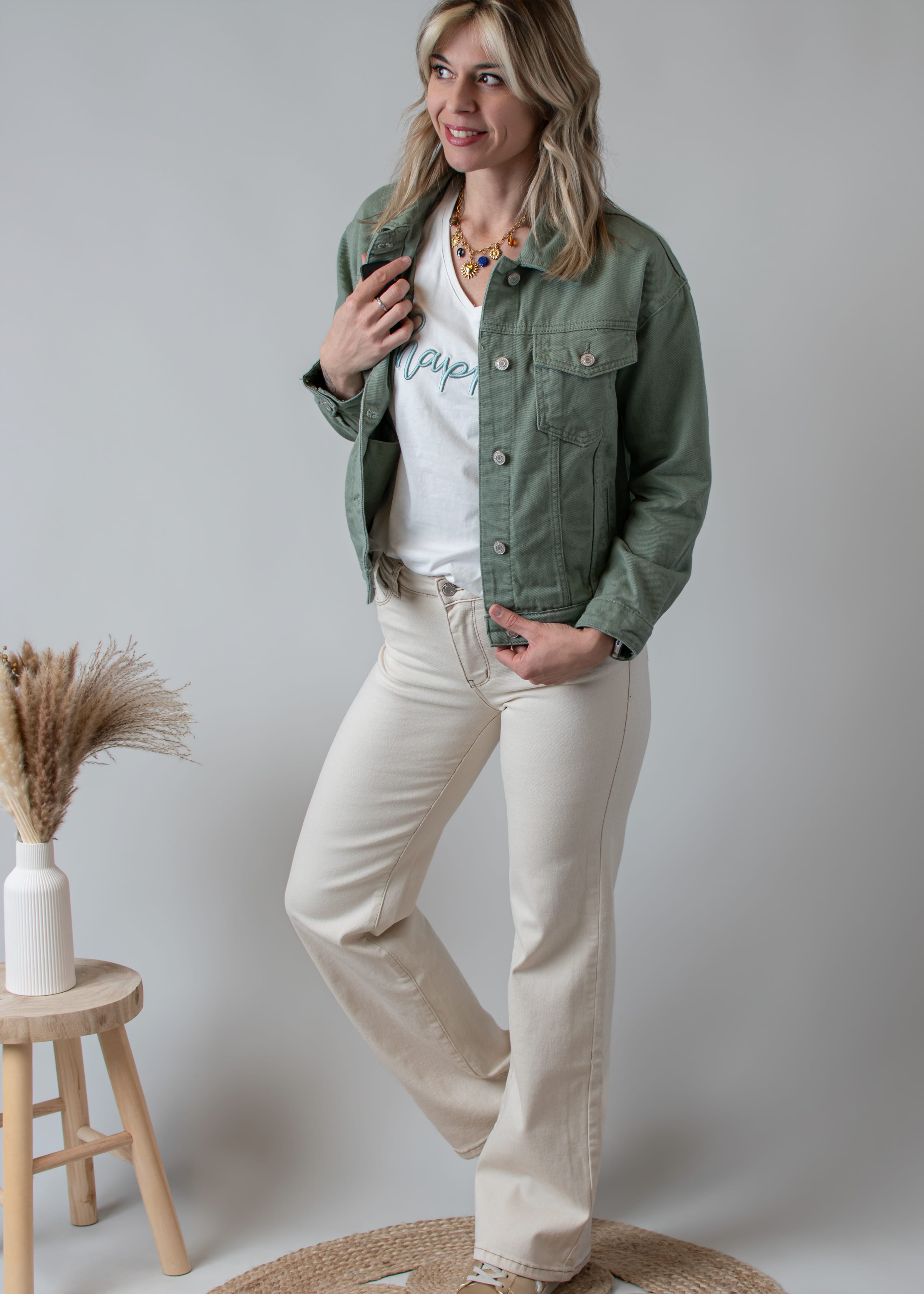 Veste en Jean Vert Sauge femme