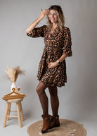 Robe courte fluide léopard cache-cœur  la Boutique de Lydie