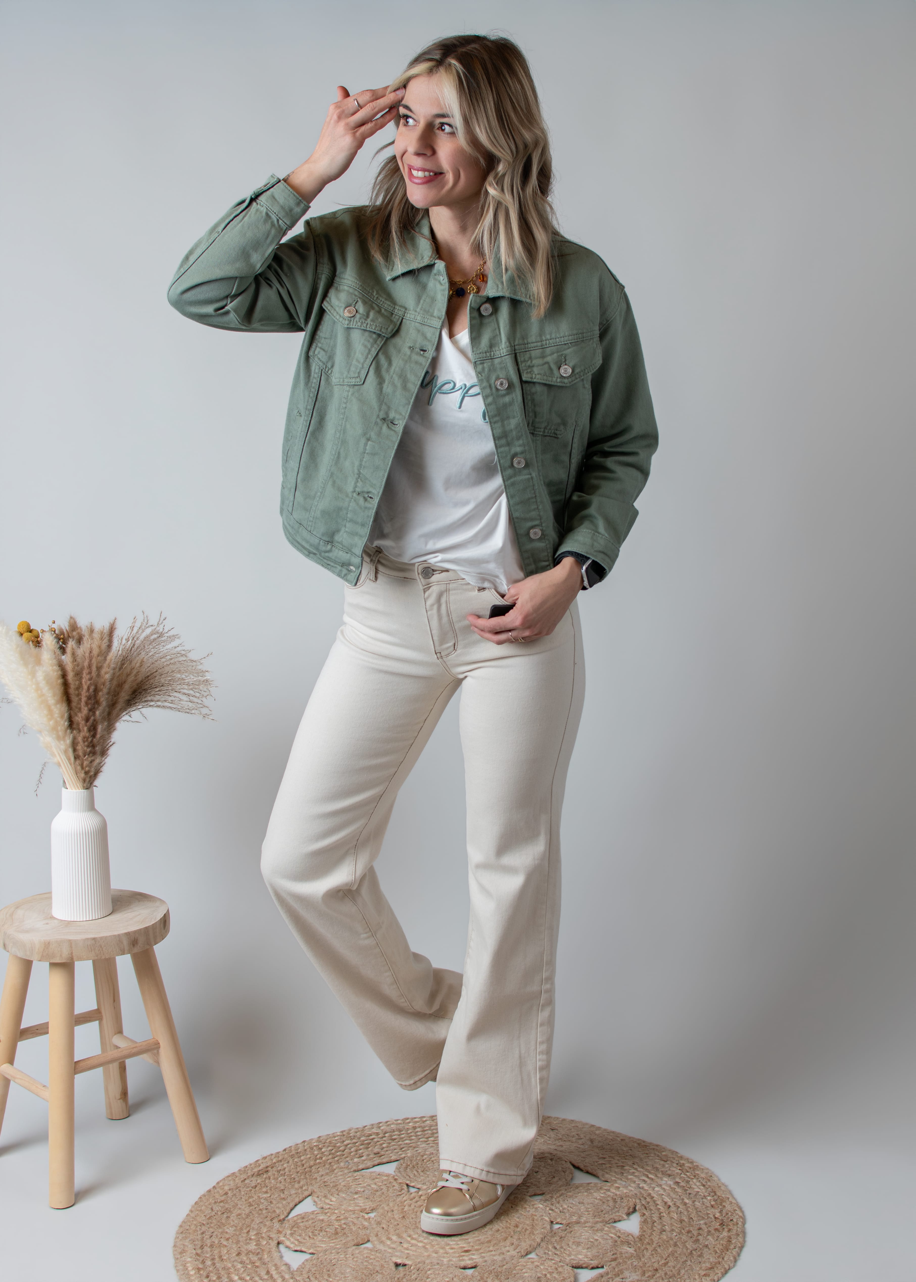 Pantalon flare beige