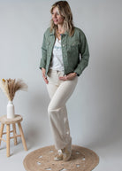 Veste en Jean Vert Sauge femme