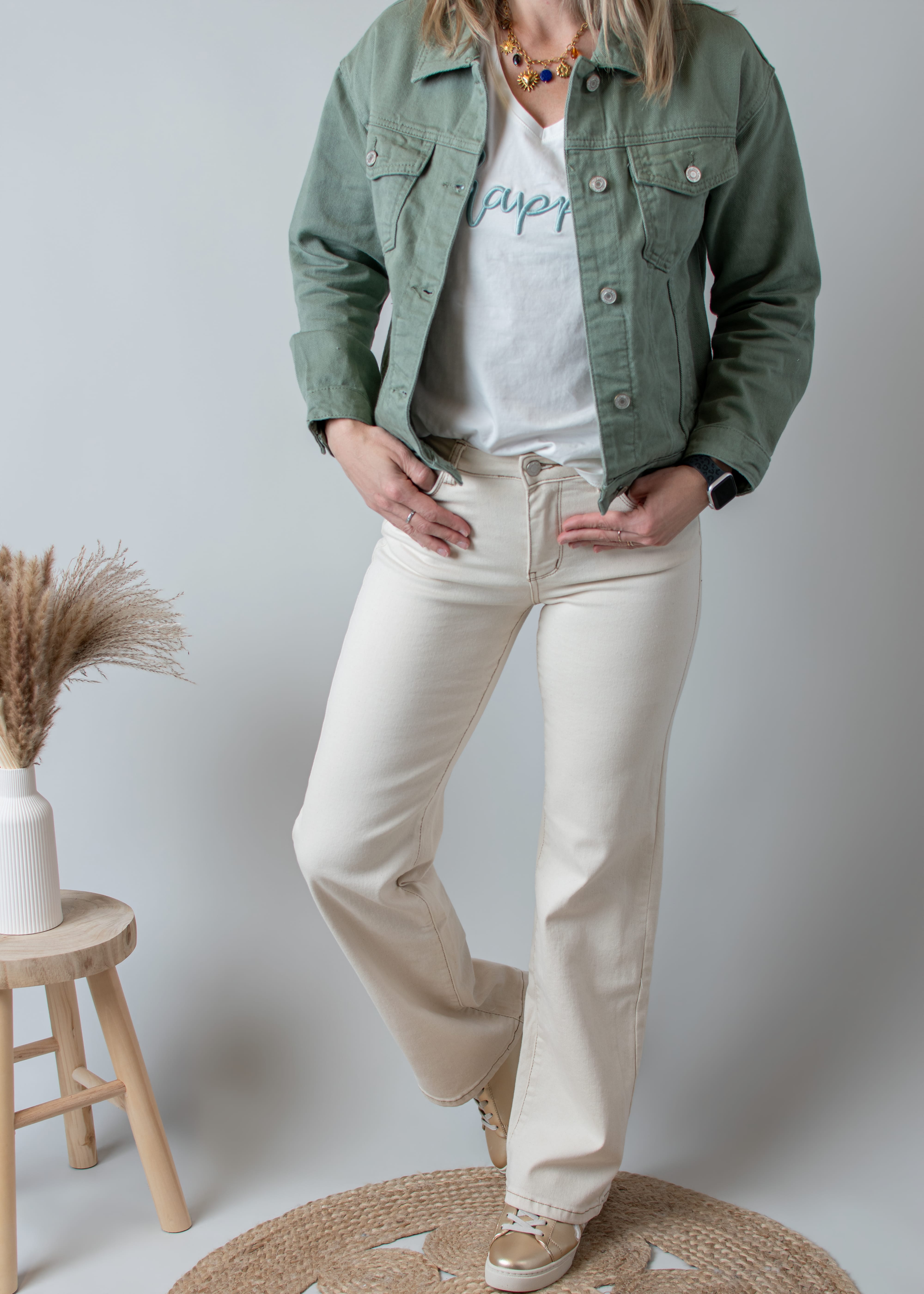 Pantalon flare beige