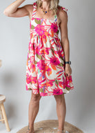 Robe Courte Fleurie Fuchsia