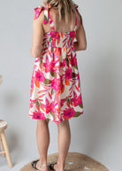 Robe Courte Fleurie Fuchsia