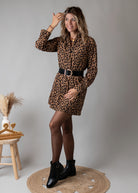 Robe chemise droite velours côtelé léopard la boutique de lydie 