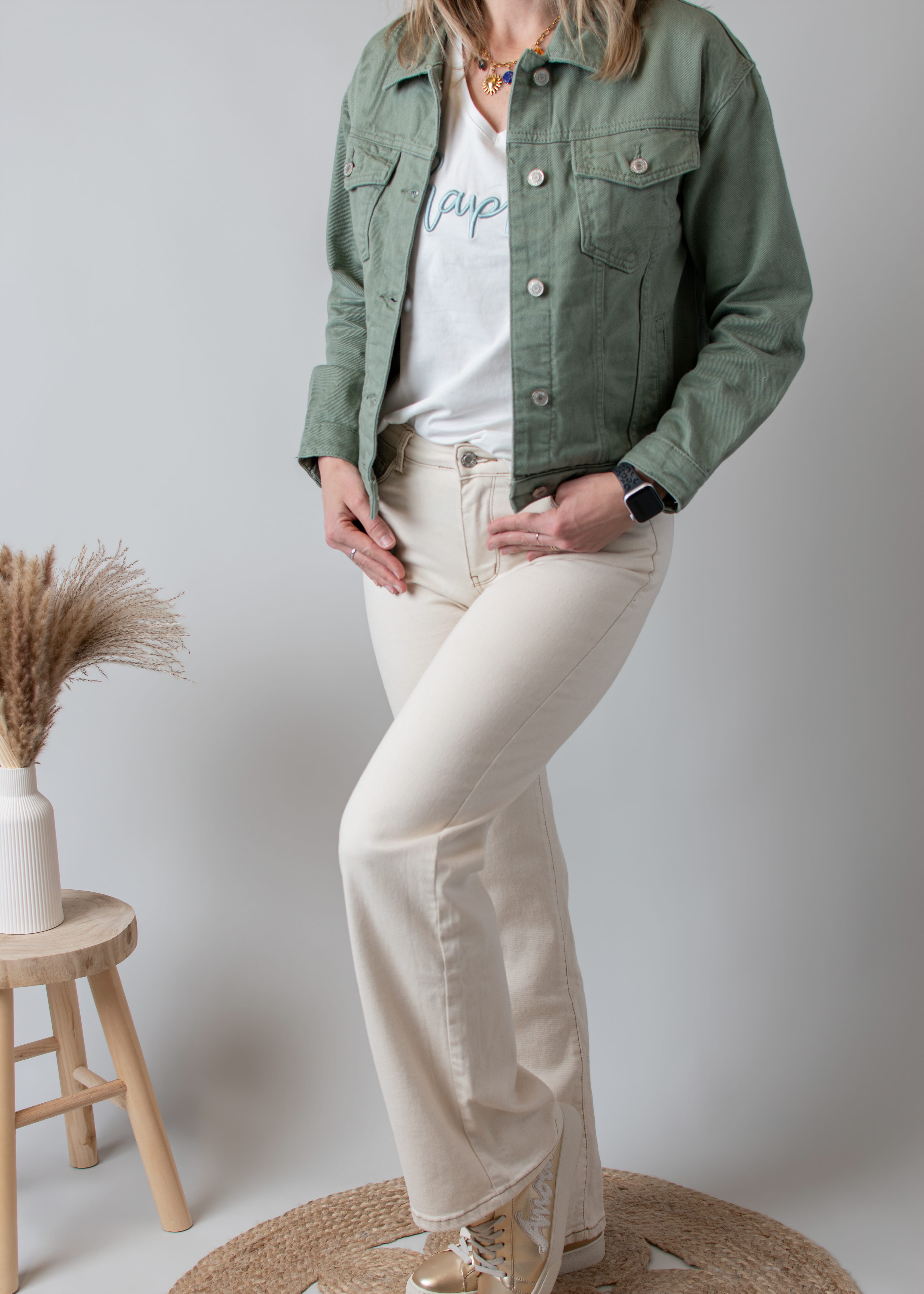 Pantalon flare beige