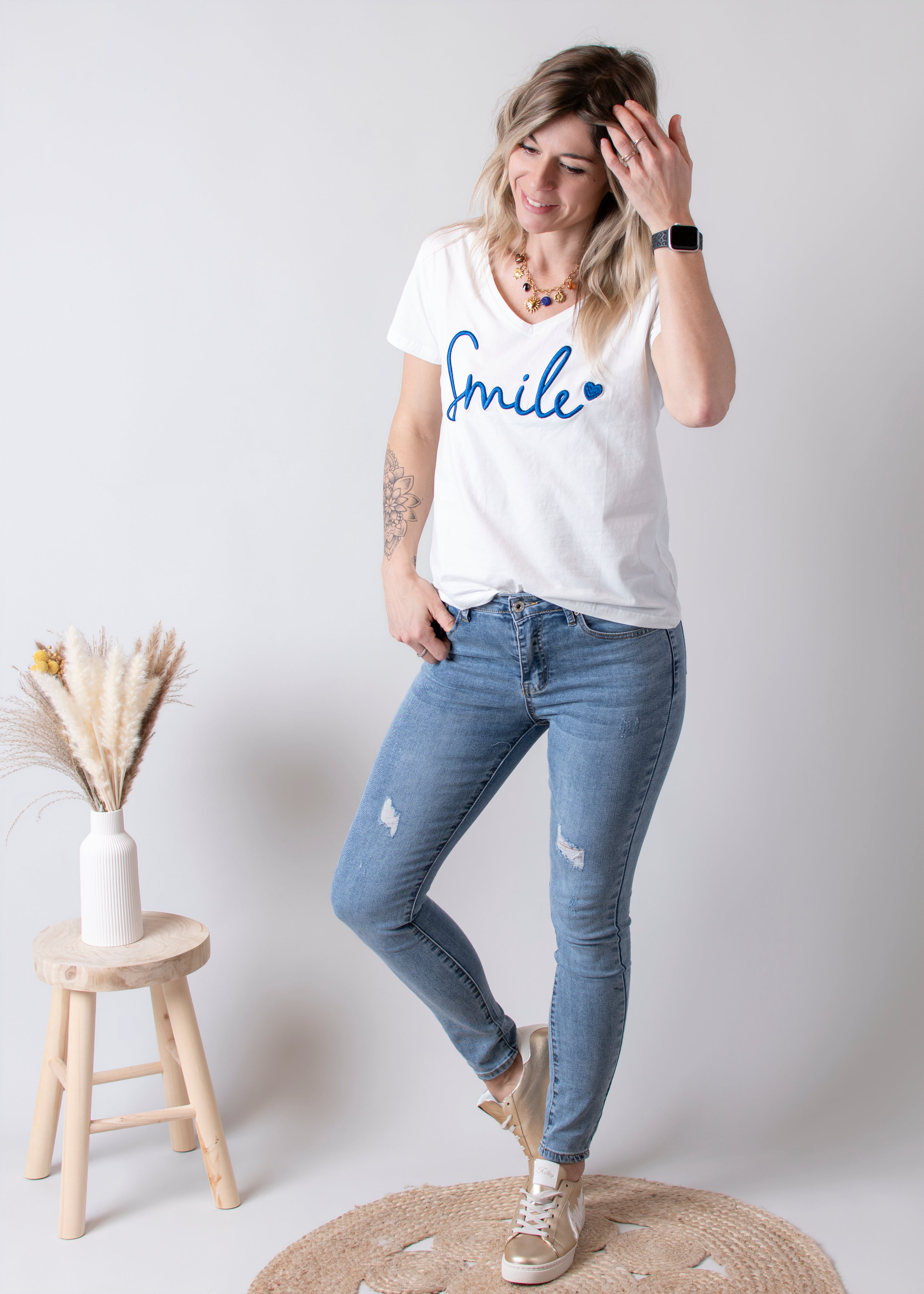 Jean skinny bleu clair delavé
