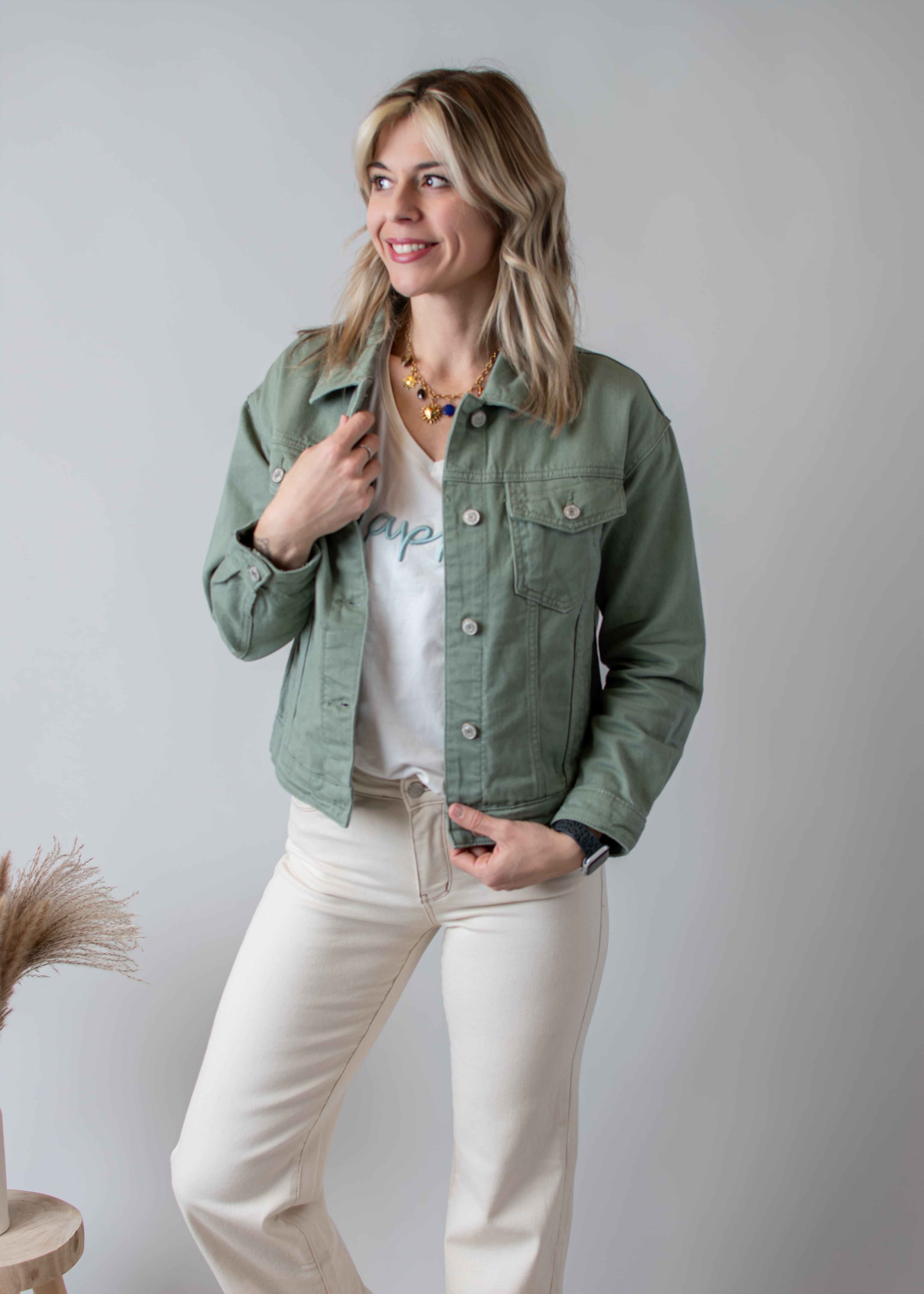 Veste en Jean Vert Sauge femme