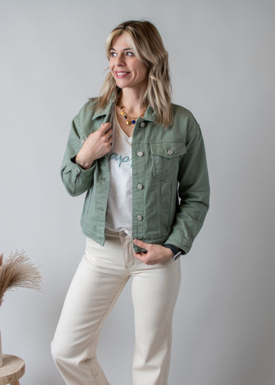 Veste en jean Vert Sauge