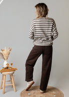 Pantalon barrel chocolat femme