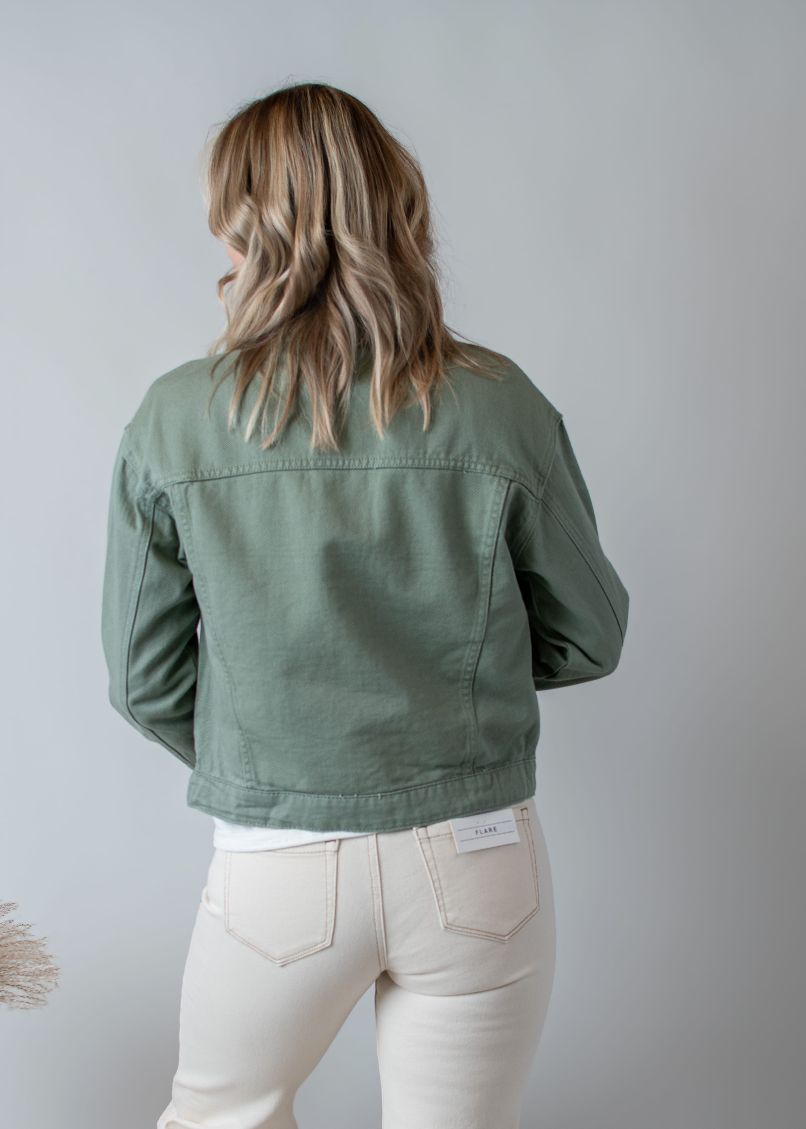 Veste en Jean Vert Sauge femme la boutique de lydie