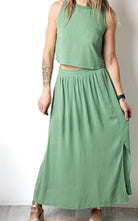 Ensemble Jupe Crop Top Vert Sauge