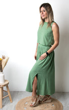 Ensemble Jupe &amp; Crop Top Vert Sauge la boutique de lydie