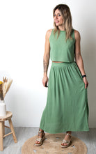 Ensemble Jupe &amp; Crop Top Sonia – Vert Sauge