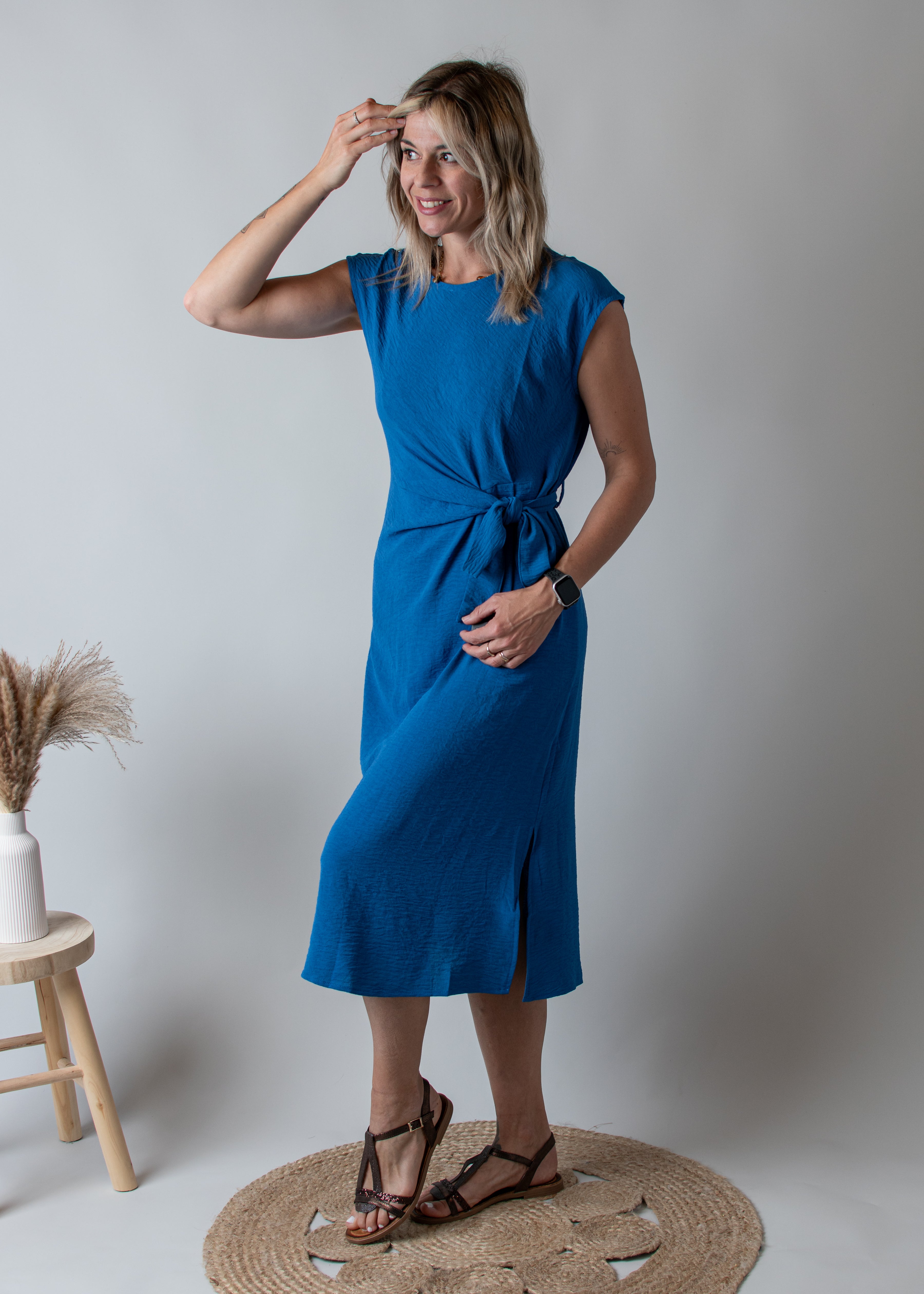 Robe Mi-Longue Bleu Électrique