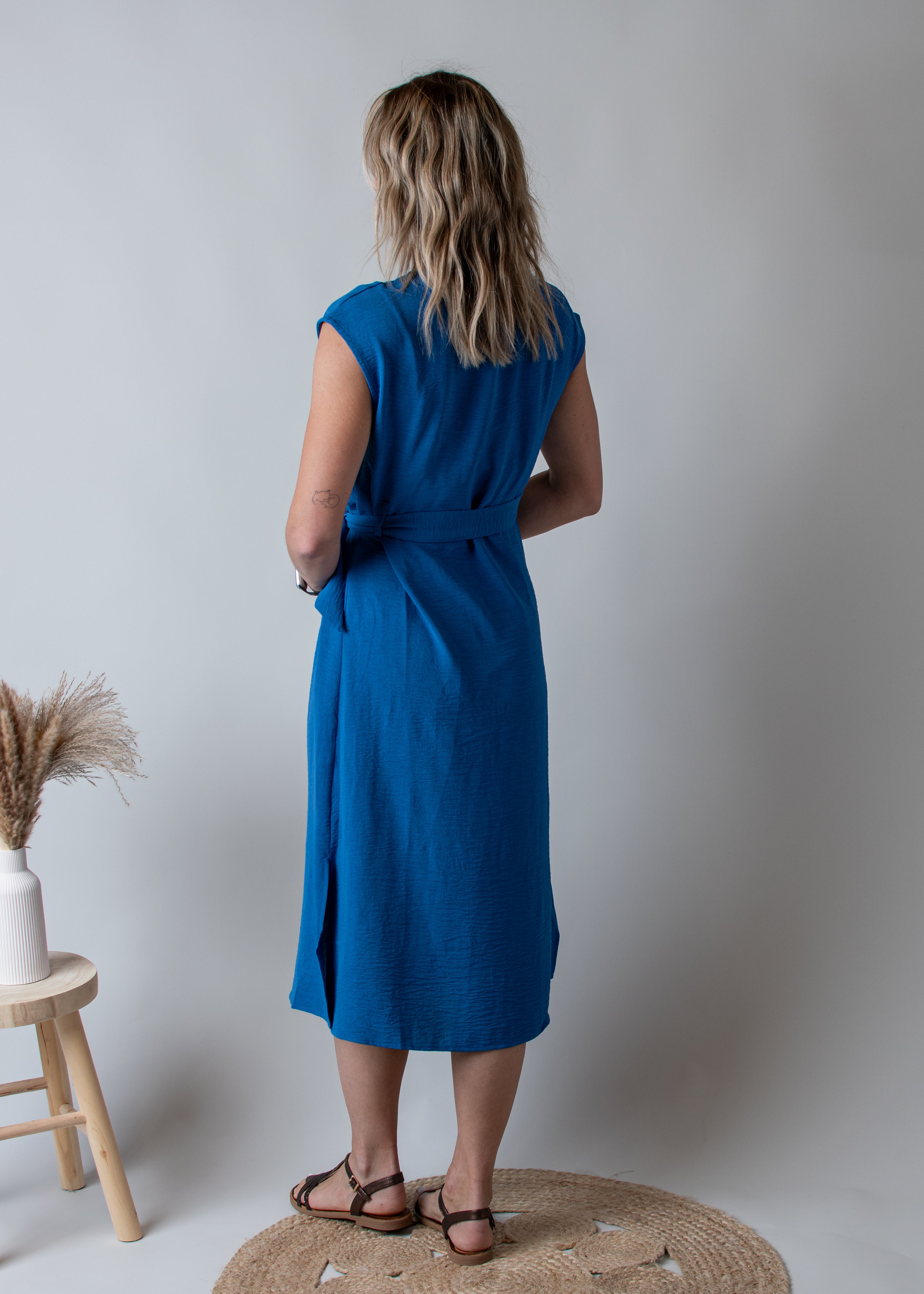 Robe Mi-Longue Bleu Électrique