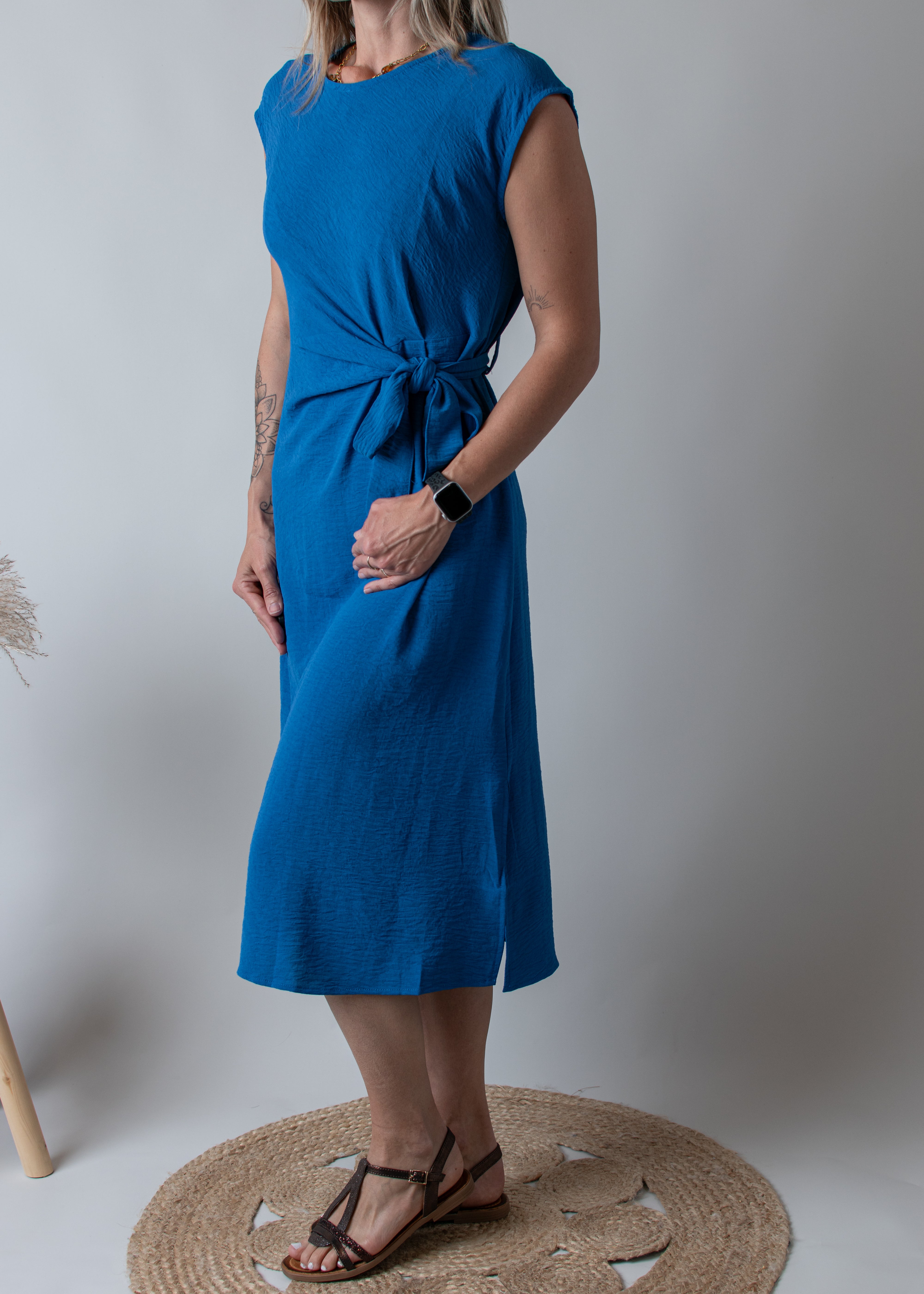 Robe Mi-Longue Bleu Électrique