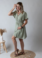 Robe Courte Vert Sauge l