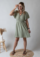 Robe Courte Vert Sauge l