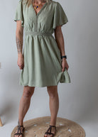 Robe Courte Vert Sauge 