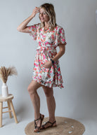 Robe Courte "Agathe" – Blanc Cassé Fleuri