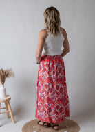 Jupe, longue fleurie orange