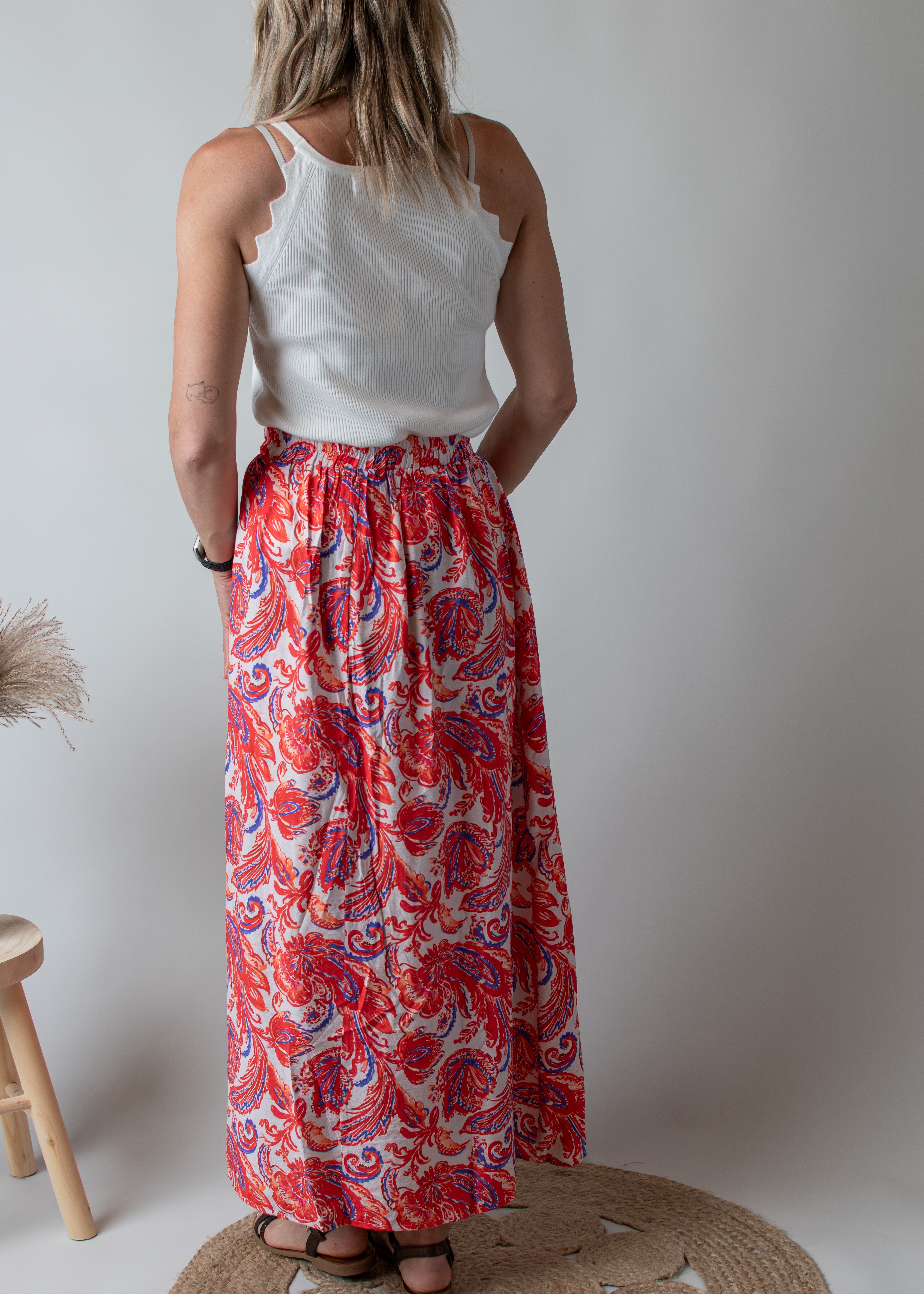 Débardeur côtelée blanc coupe américaine,