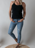 Débardeur côtelée noir coupe américaine