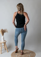 Débardeur côtelée noir coupe américaine la boutique de Lydie