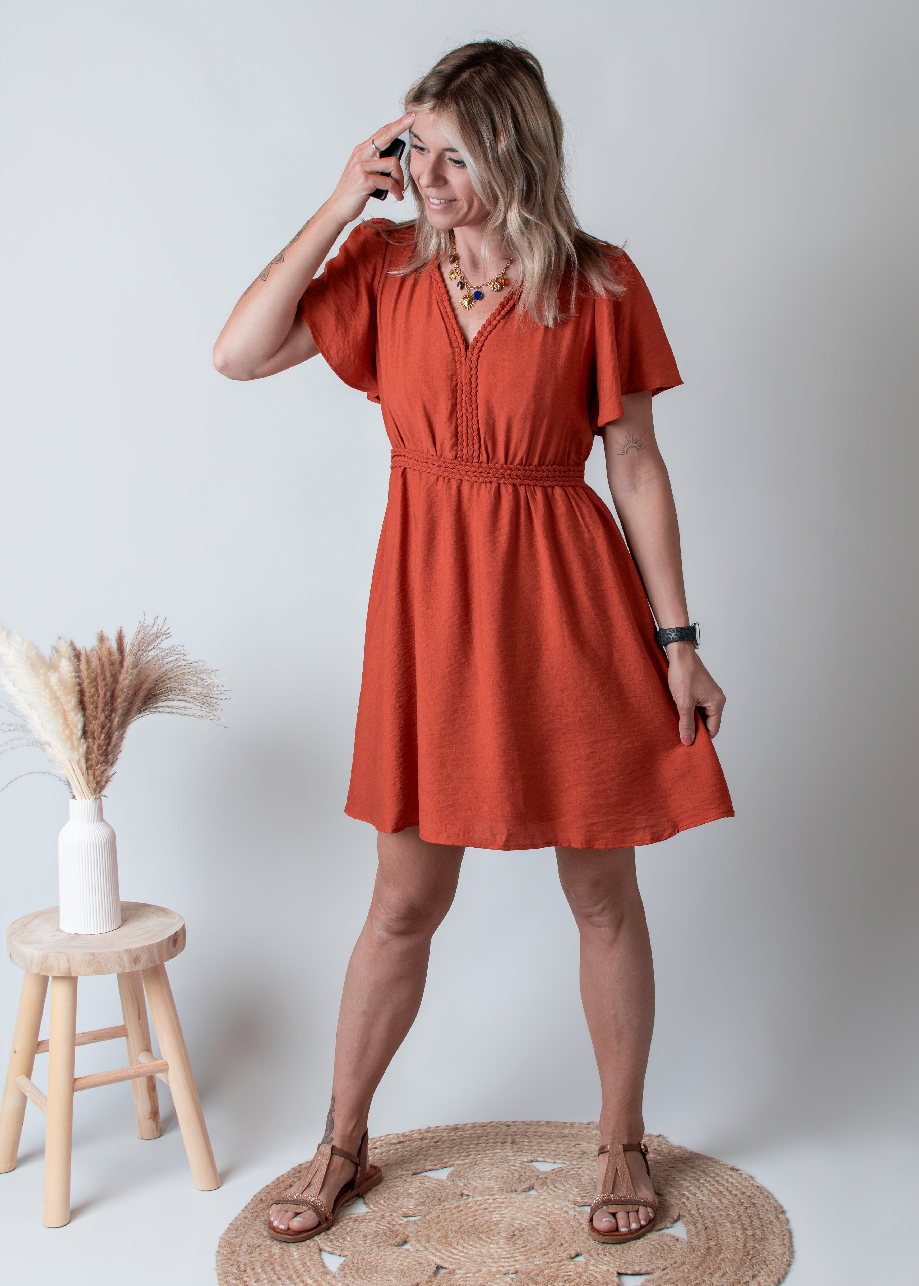 Robe Courte Terracotta 