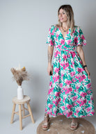 Robe Longue Fleurie - Vert  Rose