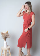 Robe Mi-Longue Terracotta Cintrée la boutique de lydie