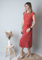 Robe Mi-Longue Terracotta Cintrée