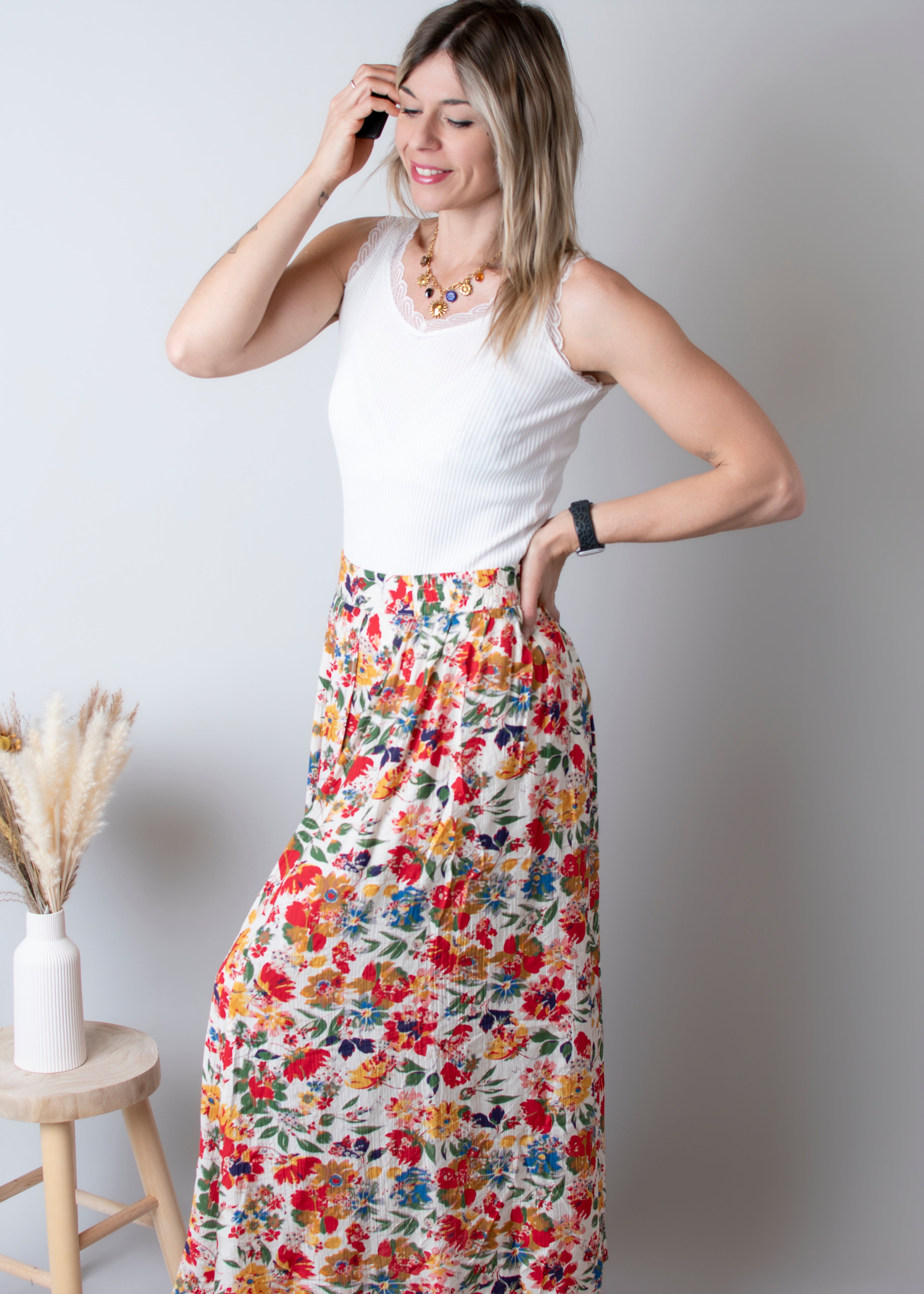 Jupe longue fleuri la boutique de lydie